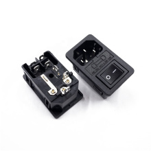 AC Power Socket With Black Rocker Switch 2pin And Fuse 10A 250V 3 in 1